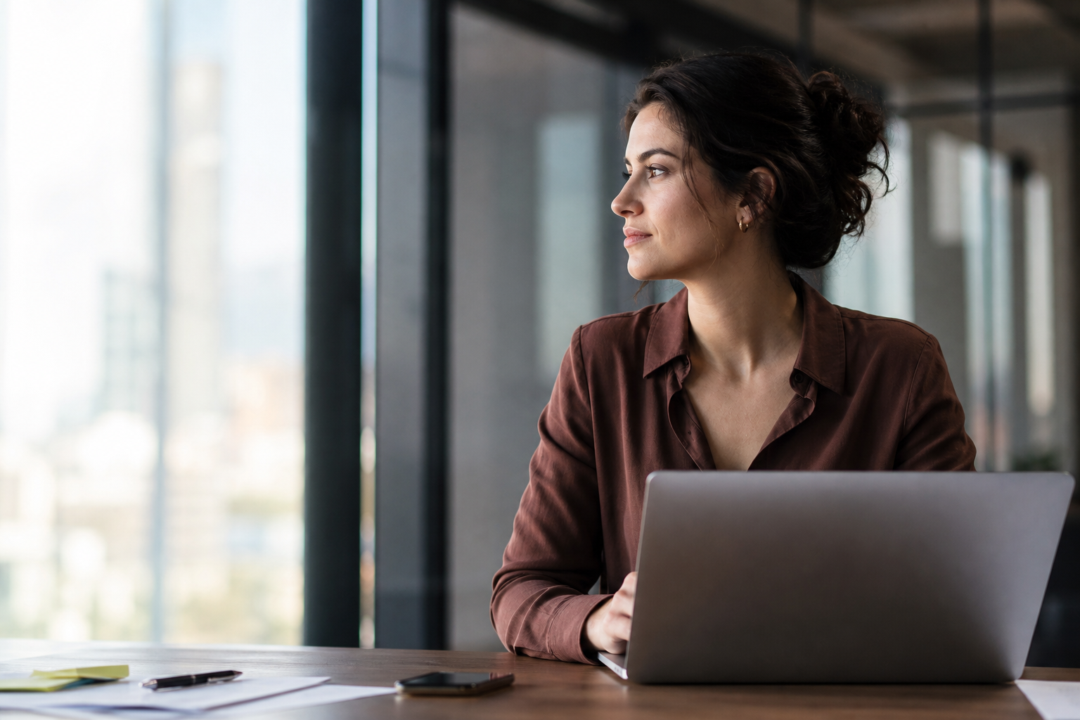 Professional working with accounting technology